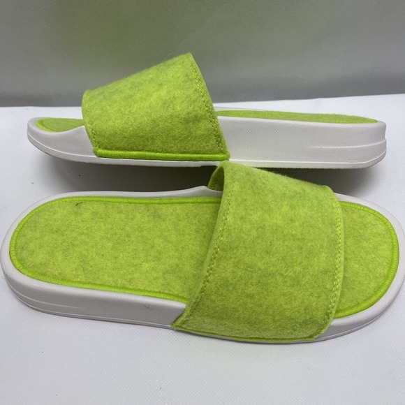 Fitflop iQushion e01 Recycled Fabric Lime Green Slides Women's US 7 UK 5 EUR 38 - Picture 1 of 6